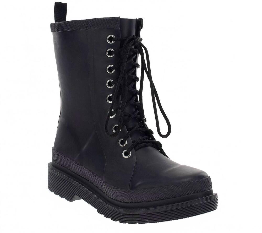 NEW CHOOKA women's damascus lace up mid rain boot in black